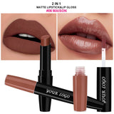 Double-ended 2-in-1 Non-stick Cup Solid Lipstick Liquid Lip Gloss Lip Glaze