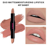 12 Farben 2 in 1 doppelköpfiger, antihaftbeschichteter Lippenstift, feuchtigkeitsspendender, lichtechter Lippenstift