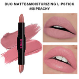 12 Farben 2 in 1 doppelköpfiger, antihaftbeschichteter Lippenstift, feuchtigkeitsspendender, lichtechter Lippenstift