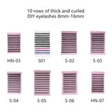 10 Rows Of Thick And Curled Diy Eyelashes 8mm-16mm