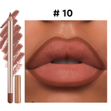 12 Color Gold Wood Matte Lipliner (Including Pencil Sharpener)
