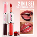 4-color 2-in-1 Peel-off Lip Gloss & Clear Lip Oil