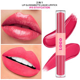 12 Colors 2 In 1 Moisturizing Mirror Lip Glaze Matte Non-stick Liquid Lipstick