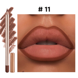12 Color Gold Wood Matte Lipliner (Including Pencil Sharpener)