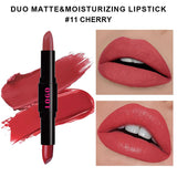 12 Farben 2 in 1 doppelköpfiger, antihaftbeschichteter Lippenstift, feuchtigkeitsspendender, lichtechter Lippenstift