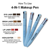 4-IN-1 MAKEUP PEN/EYELINER/HIGHIGHTER/LIP LINER/BLUSHER/BROW OENCIL/EYELINER