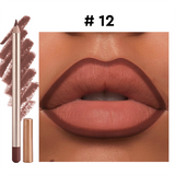 12 Color Gold Wood Matte Lipliner (Including Pencil Sharpener)