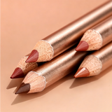 12 Color Gold Wood Matte Lipliner (Including Pencil Sharpener)