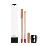 12 Color Gold Wood Matte Lipliner (Including Pencil Sharpener)