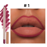 12 Color Gold Wood Matte Lipliner (Including Pencil Sharpener)