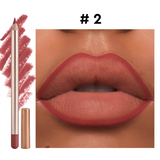12 Color Gold Wood Matte Lipliner (Including Pencil Sharpener)