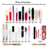 【Envío gratis】 Conjunto de muestra de 49 piezas Conjunto completo de lápices labiales líquidos mate hidratantes y tubos de bricolaje más vendidos