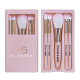 4-color travel portable makeup brush set with mirror