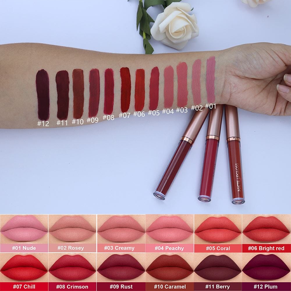 12 colors nude matte lip gloss 【30PCS Free Shipping & Free Print Logo】