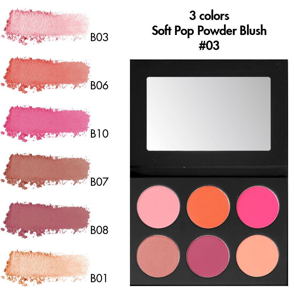 3 Colors Soft Pop Powder Blush【30-100-200PCS Free Shipping & Free Print Logo】