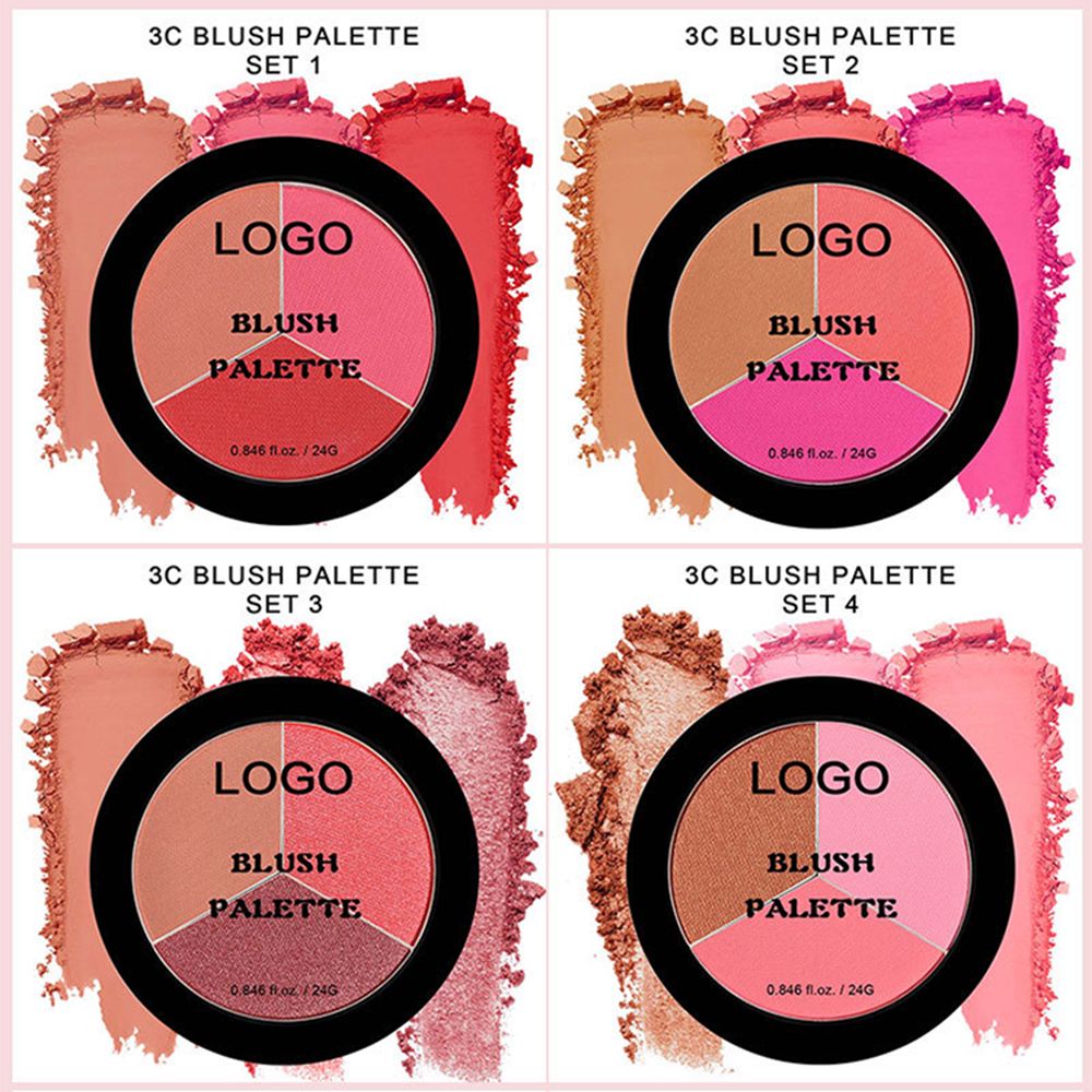 8 Types Of Matte Pearlescent 3-color Combination Powder Blusher Powder ...