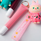 6 Colors Fruity Peptide Lipstick Labubu Keychain Charm