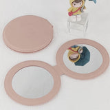 4-color round PU leather double-sided magnetic folding makeup mirror