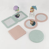 4-color square PU leather double-sided magnetic folding makeup mirror