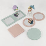 4-color round PU leather double-sided magnetic folding makeup mirror