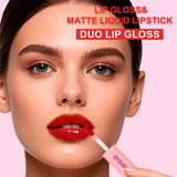 12 Colors 2 In 1 Moisturizing Mirror Lip Glaze Matte Non-stick Liquid Lipstick