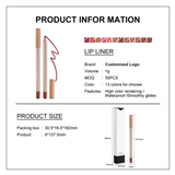 12 Color Gold Wood Matte Lipliner (Including Pencil Sharpener)