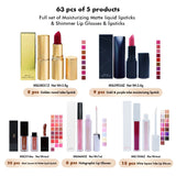 【Envío gratis】Juego de muestra de 67 piezas Juego completo de barras de labios líquidas mate hidratantes y brillos de labios y barras de labios brillantes