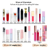 【Envío gratis】 Conjunto de muestra de 54 piezas Conjunto completo de brillo de labios y tubos de bricolaje más vendidos
