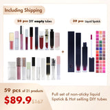 【Free Shipping】Sample Set of 59Pcs Full set of non-sticky liquid lipstick & Hot selling DIY tubes