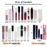 【Kostenloser Versand】 Musterset mit 59 Stück Vollständiger Satz nicht klebriger flüssiger Lippenstifte und heiß verkaufte DIY-Röhren