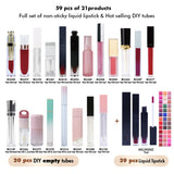 【Envío gratis】 Conjunto de muestra de 59 piezas Conjunto completo de lápiz labial líquido no pegajoso y tubos de bricolaje más vendidos