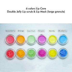 6 colors Lip Care Double Jelly Lip scrub & Lip Mask (large granule)