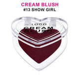 13-color heart-shaped cream blush