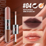 4 Colors 2 in 1 Dual Ended Liquid Matte Lip Gloss Lip Oil