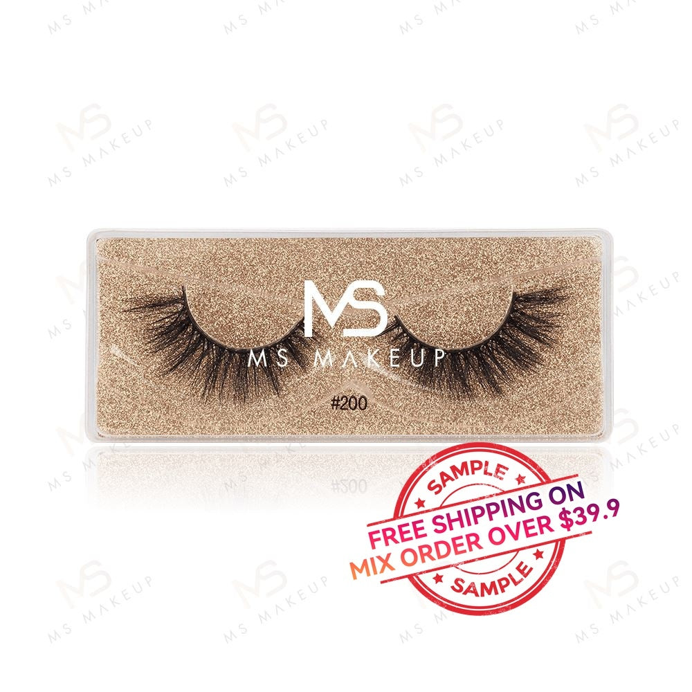 【SAMPLE】False Eyelashes 1 pair With Square Champagne Gold Box(Mink Hair)  -【Free Shipping On Mix Order Over $39.9】