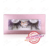 【SAMPLE】False Eyelashes 1 Pair With Square Pink Box(Mink hair)  -【Free Shipping On Mix Order Over $39.9】