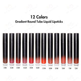 12 Colors Gradient Round Tube Liquid Lipsticks - MSmakeupoem.com