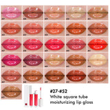 Feuchtigkeitsspendender Lipgloss mit 52 Farben in weißer quadratischer Tube (Nr. 1-Nr. 26)