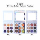 3 types de palettes d'automne de neuf couleurs