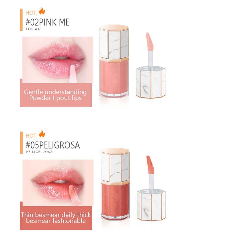 5 Colors Marble Fine Glitter Lip Gloss