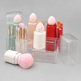 8 brochas de maquillaje en una caja transparente (incluye: brocha retráctil para polvos sueltos, esponja, huevo, ojos)