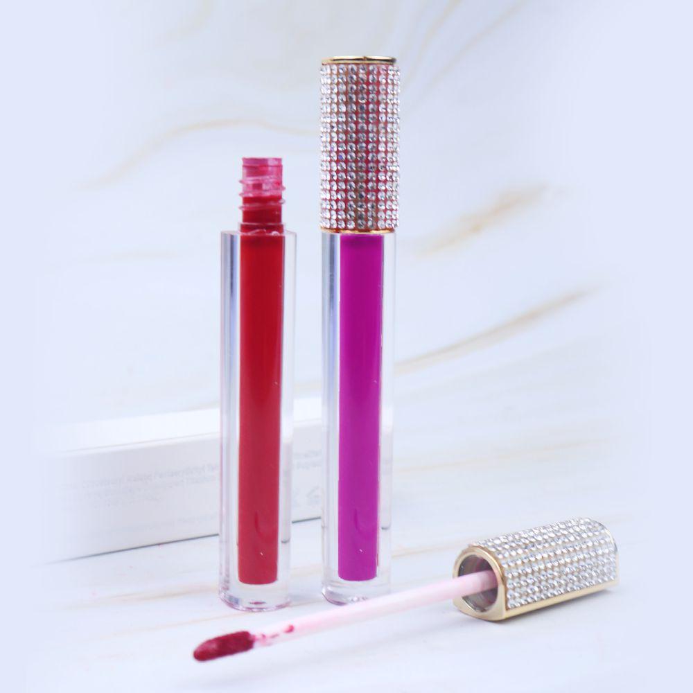 34 Colors Gold Cover Half with Diamond Lip Gloss（#1-#22）