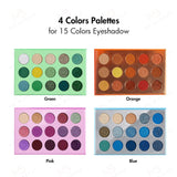 4 paletas de colores para 15 colores de sombra de ojos