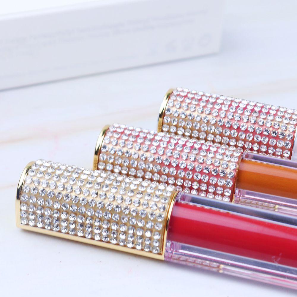 34 Colors Gold Cover Half with Diamond Lip Gloss（#1-#22）