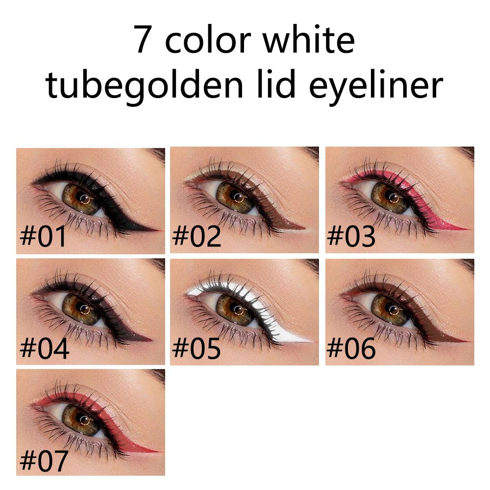 7 color white tube golden lid eyeliner