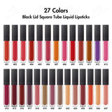 27 Colors Black Lid Square Tube Liquid Lipsticks - MSmakeupoem.com