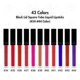 Barras de labios líquidas de tubo cuadrado con tapa negra de 43 colores (color #34-#43)