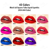Barras de labios líquidas de tubo cuadrado con tapa negra de 43 colores (color # 01- # 33)