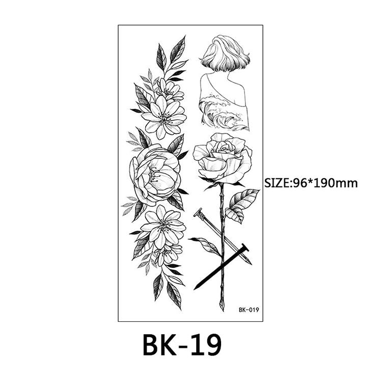 40 Kinds of Sketch Flower Tattoo Stickers