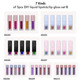 Juego de 5 uds de pintalabios líquido/brillo de labios Diy-B